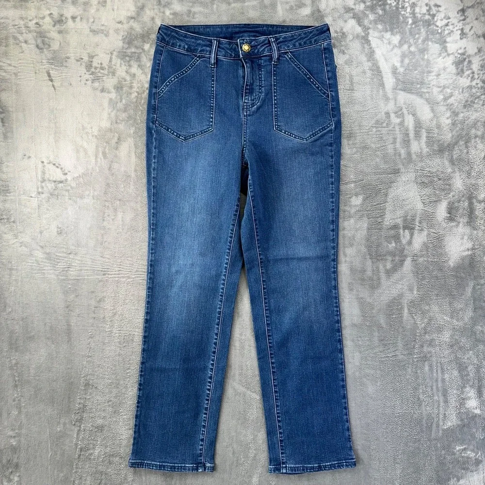 Belle Kim Gravel Straight Jeans Women's Size‎ 4 Tall Blue Denim Cotton Blend